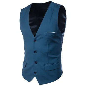 

Men's Suit Vest Brand Good Quality Solid Color Business Wedding Dress Vest Mens Fashion Slim Fit Waistcoat / Large Size S-6XL