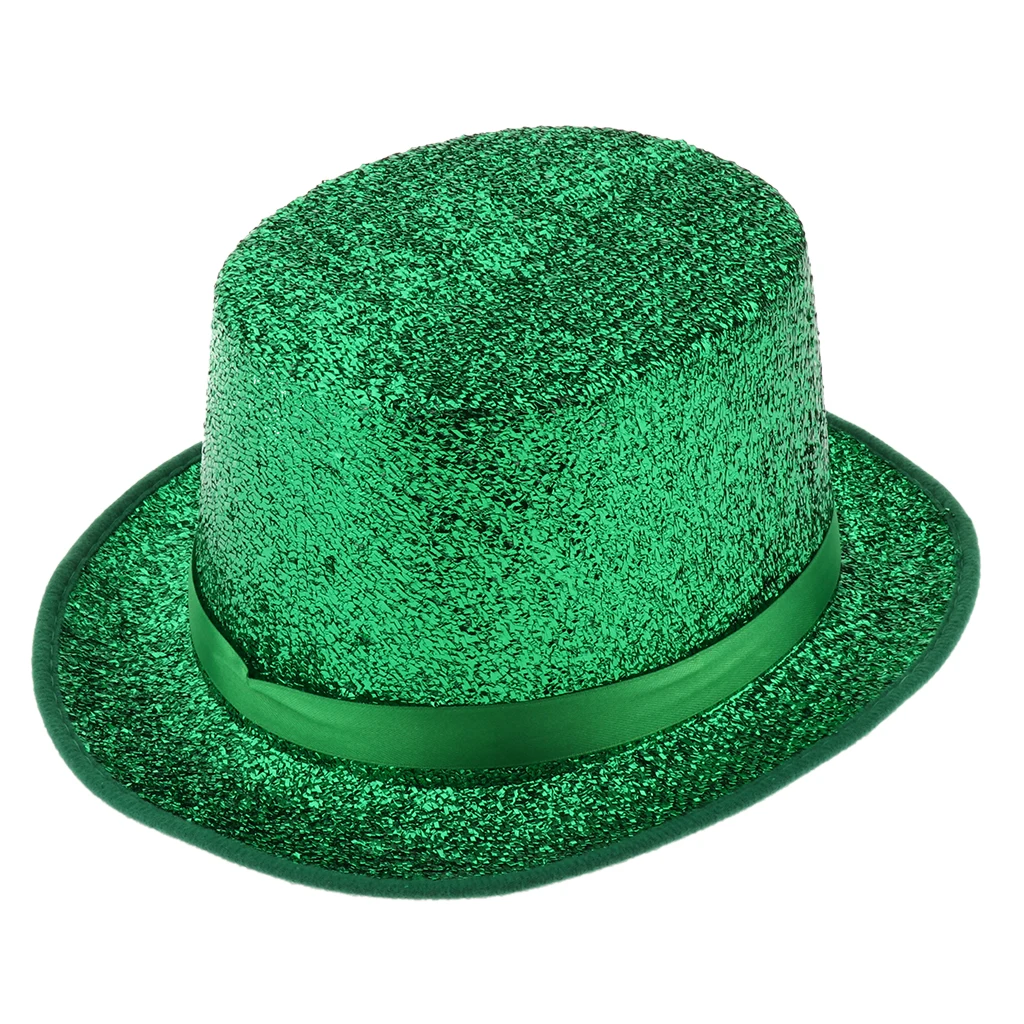 Adult Top Hat Fancy Dress Shiny Sequin Satin Magician Stage Performing Hat Costume Party Favors for Mens Ladies