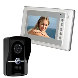Бесплатная доставка 7 "проводной Цвет видео телефон двери дверные звонки домофон IP55 ИК Ночное Видение камера комплект
