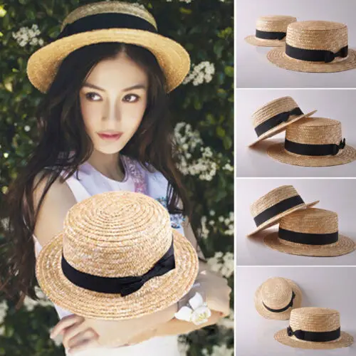 

Fashion Women Girls Lovely Boho Sun Beach Straw Hats Wide Brim Summer Cap
