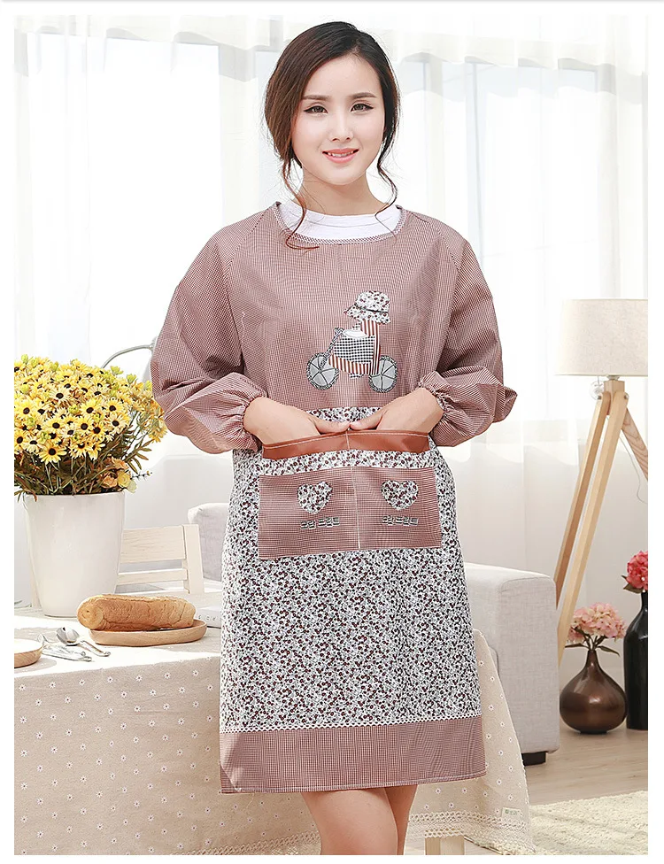 1PC Hot New Kitchen Apron For Woman Funny Cooking Waterproof Aprons Long Sleeves Work Overalls Clothes LF 177 | Дом и сад