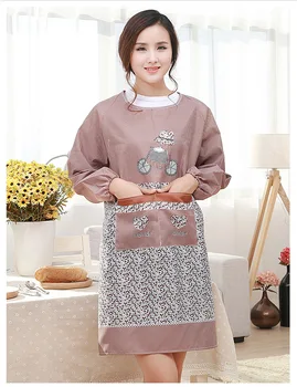 

1PC Hot New Kitchen Apron For Woman Funny Cooking Waterproof Aprons Long Sleeves Work Overalls Clothes LF 177