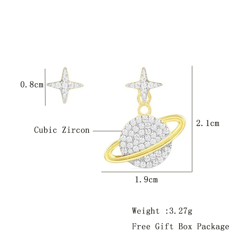 Новые золотые асимметричные серьги-гвоздики для женщин в Корейском стиле, модные серьги с кубическим цирконием 1:1 am