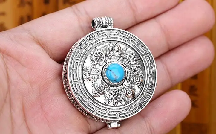 925 серебро тибетская шесть слов пословица коробка GAU кулон ожерелье стерлингового серебра буддийские символы молитвенная коробка кулон ожерелье