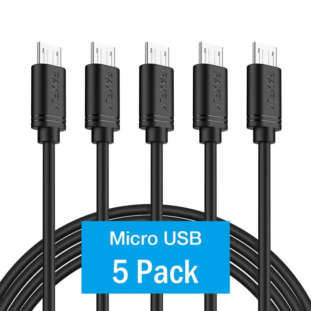 5 шт./лот USB raxfly Micro кабель для Xiaomi Redmi Note 4 4X5 Pro ПВХ Micro USB кабель для samsung S7 S6 S5 Microusb зарядный провод - Цвет: Black