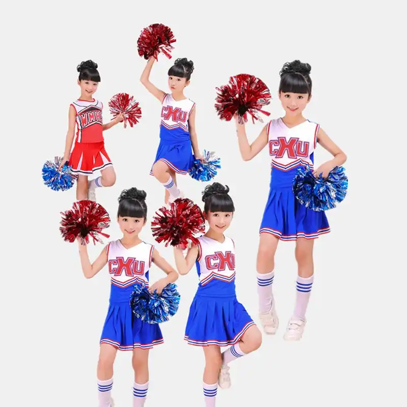 Girls Red Blue Cheerleader Costume Cheer Outfit Uniform With Pom Poms Socks Set Fits 3 15yrs Clothes Dress Girl Red Clothes Setoutfit Set Girl Aliexpress
