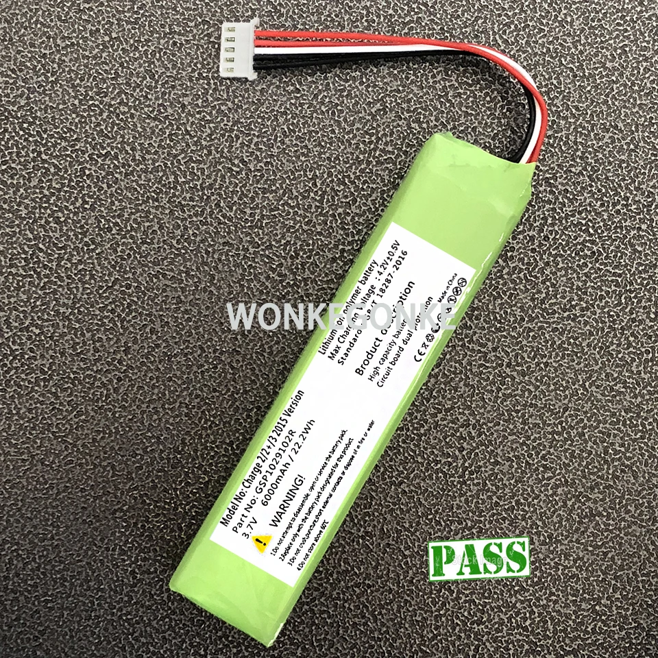 

WONKEGONKE 6000mah for JBL Charge 2 Plus,Charge 2+,charge 3 2015 2016 standard Version GSP1029102A GSP1029102R battery