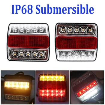 

2X Rear 15 LED Submersible Trailer Tail Lights Kit Boat Marker Truck Waterproof