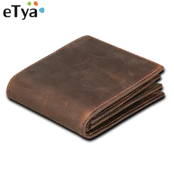 

eTya Genuine Leather Men Wallets High Quality Cowhide Male Short Wallet Coin Purse Business Credit Card Holder for Men's Purse