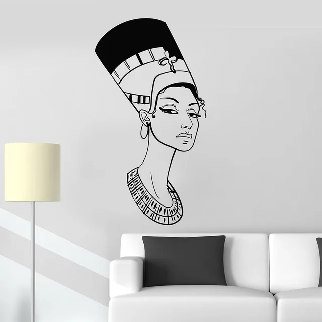 Portrait Beautiful Neferi Egyptian Queen Egypt Vinyl Wall Decal Portrait Beautiful Neferi Egyptian Queen Egypt Vinyl Wall Decal Home Decor Living Room Art Mural Wallpaper Stickers