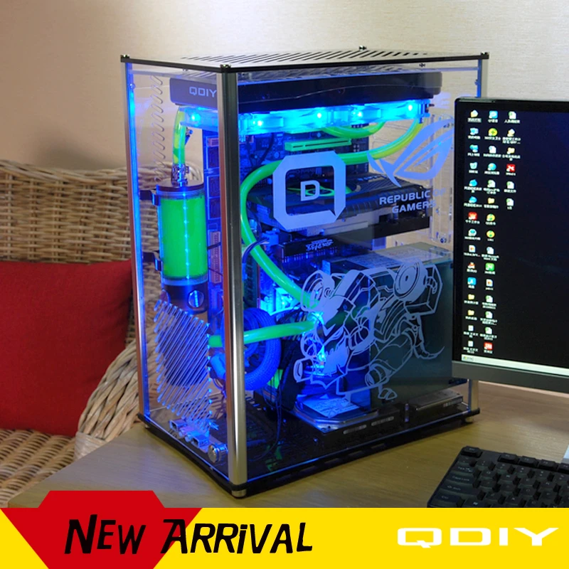 Qdiy Pc A006s Atx 透明コンピュータケース Pc ケース水冷ゲームプレーヤーアクリルコンピュータケース Computer Cases Towers Aliexpress