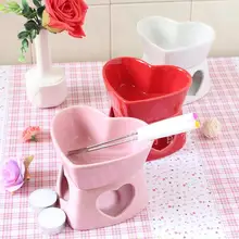 ice cream fondue tool Chocolate podjarka furnace ceramic heart bowl color