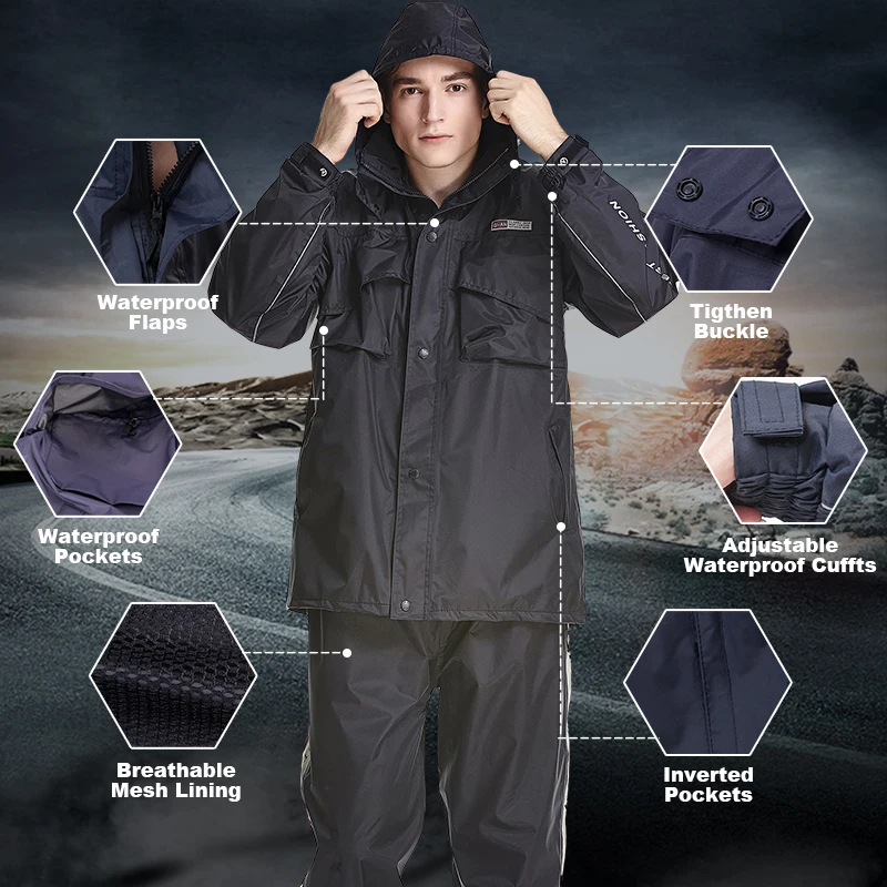Непромокаемый дождевик QIAN мужской костюм уличный женский мотоциклетный с