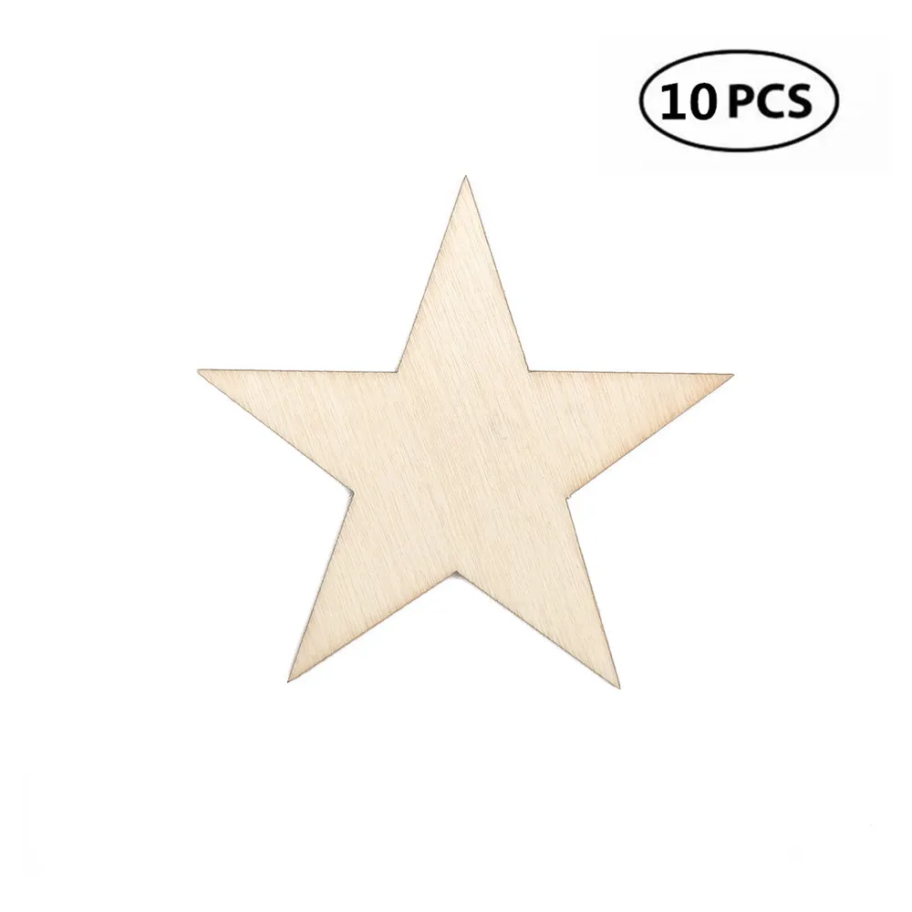 10pcs Wooden STAR Embellishment DIY XMAS Craft Cardmaking Scrapbooking 80mm