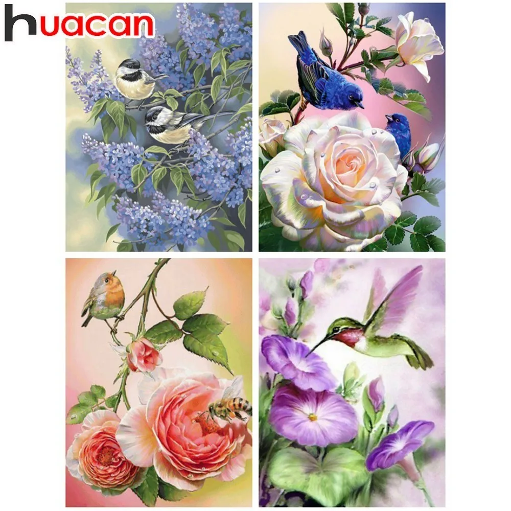 

HUACAN DIY Diamond Embroidery Brid Full Square Drill Diamond Painting Flowers Cross Stitch Mosaic Decoration Home New Arrival