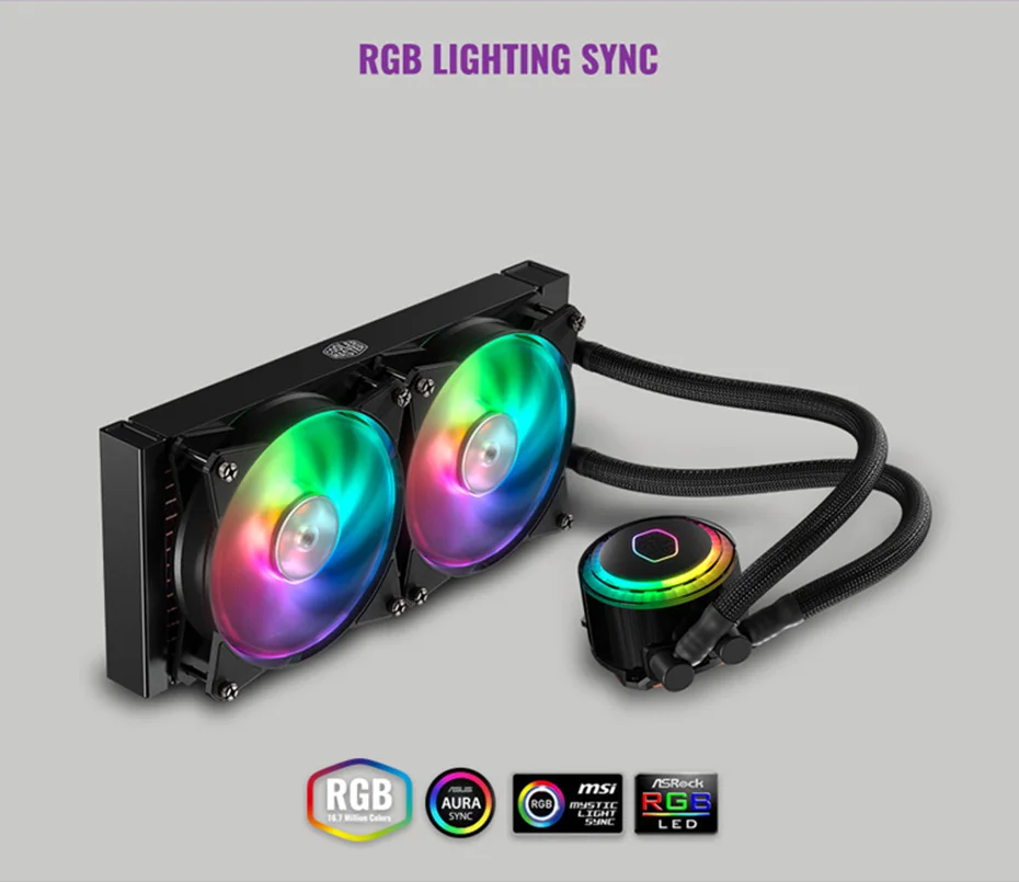 Cooler Master MLX-D24M-A20PC-R1 ML240 cpu кулер для воды двойной 120 мм RGB вентилятор для Intel 115x2011 2066 AMD AM4 cpu жидкостное охлаждение