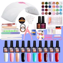 Маникюрный набор 36 Вт Светодиодный светильник 10 шт. УФ-гель для ногтей Набор Пудра-Глиттер для ногтей набор инструментов для маникюра Набор УФ гель-лака