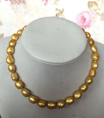 

Free Shipping >>18"12X13MM SOUTH SEA GENUINE GOLD BAROQUE PEARL NECKLACE14K gold