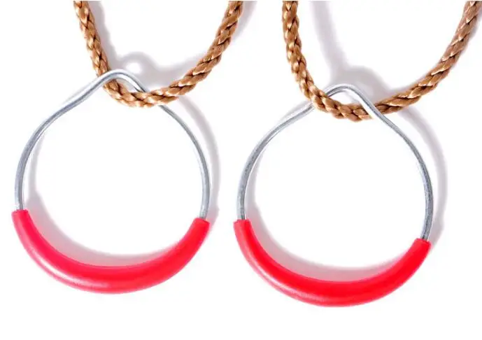 

Sports Gift Home Kindergarten Outdoor Indoor Playground Children Bodybuilding Red Handshake Iron Hanging Ring 2pcs