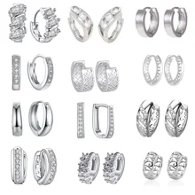 1 пара, посеребренные серьги Huggies, маленькие круглые стразы, серьги-кольца в стиле хип-хоп для мужчин и женщин, модные ювелирные изделия, подарки