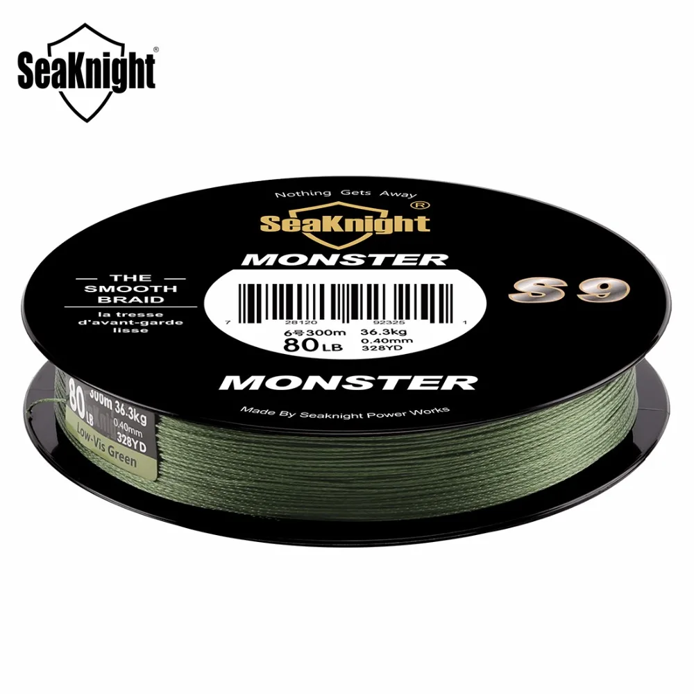 SeaKnight Монстр S9 300 м Плетеный Леска S спираль braide tech. 9 пряди Multifilament ЧП зеленый 30lb 40lb 50lb 80lb 100lb