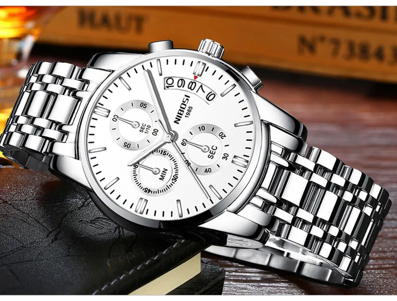 NIBOSI военные часы лучший бренд класса люкс Для мужчин s часы Водонепроницаемый часы военный Многофункциональный кожаный ремешок спортивные