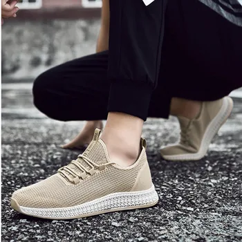 

Spring And Summer New Breathable Mesh Casual Young Men'S Shoes Hard-Wearing & Anti-Skid Lace-Up Men'S Running Sports Shoes Male