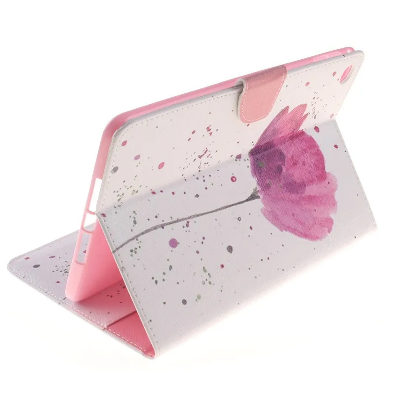 Fashion Two Side Flower Flip Wallet Case For Apple iPad Mini 4 Case PU Leather Stand Tablet Cover Case With Card Money Holder (52)