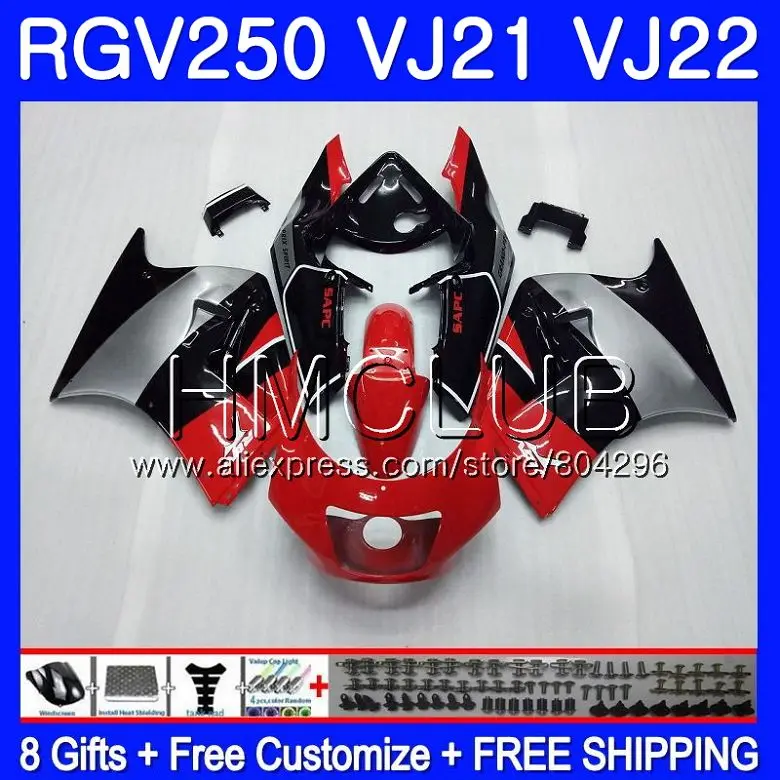 

Red silvery Bodys For SUZUKI VJ21 RGV250 88 89 90 91 92 93 37HM.16 RGV-250 VJ22 RGV 250 1988 1989 1990 1991 1992 1993 Fairings