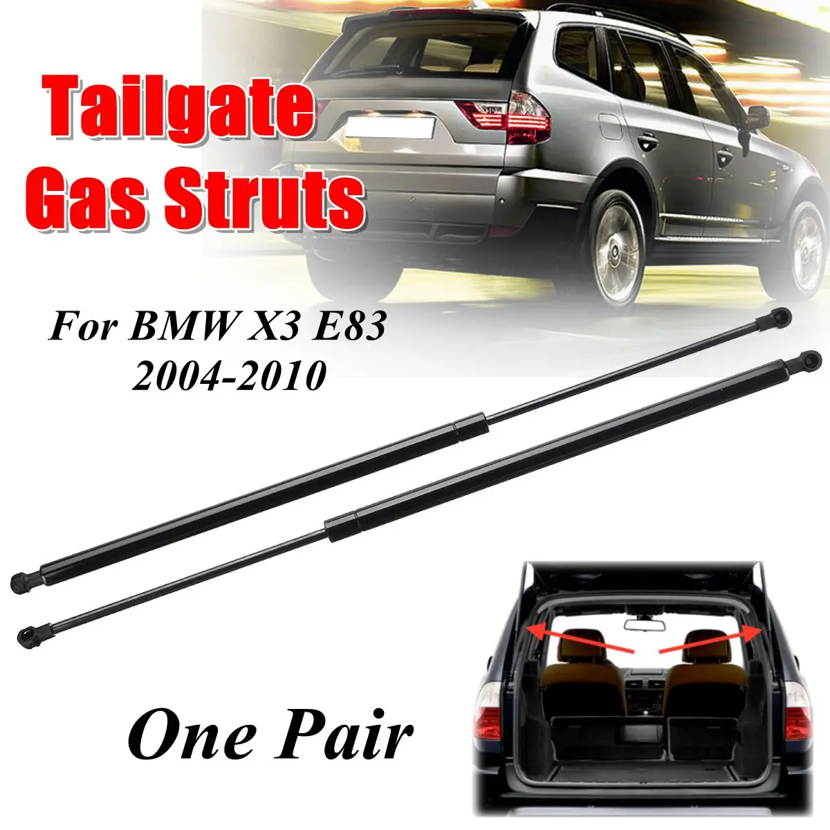 

2x Car Rear Tailgate Boot Gas Struts Supports for BMW X3 E83 2004 2005 2006 2007 2008 2009 2010 51243400379