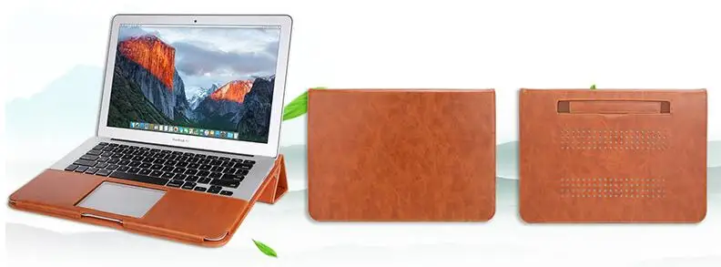 Роскошные сумки для ноутбуков чехол s из искусственной кожи чехол-подставка для MacBook Air Pro retina 11 12 13 15 дюймов Чехол-книжка - Цвет: 13 inch A1369 A1466