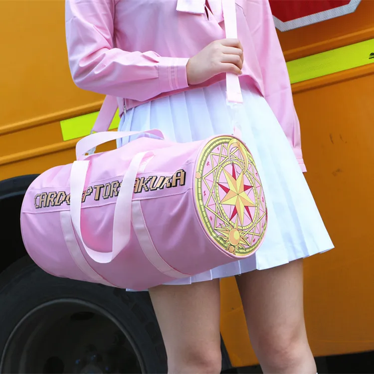 

Anime Action Figure Card Captor Sakura Magic Array Printed Canvas Girls Shoulder Long Crossbody Bag Travel Luggage Lolita Bag