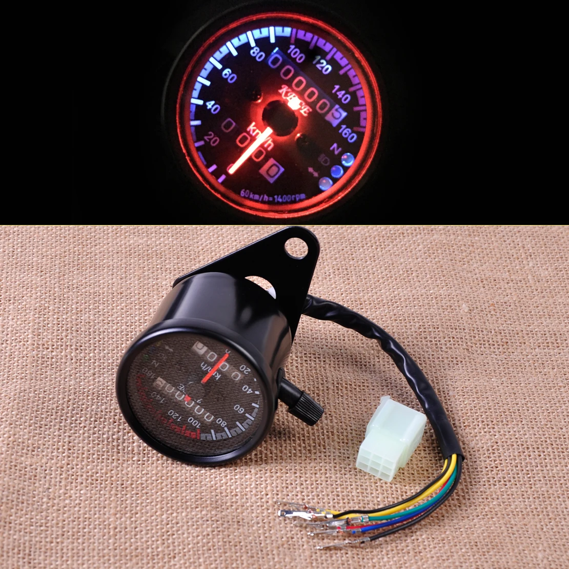 

CITALL Motorcycle LED Odometer Speedometer Gauge with Indicator Light Reset Switch For Harley Honda Yamaha Bobber Chopper
