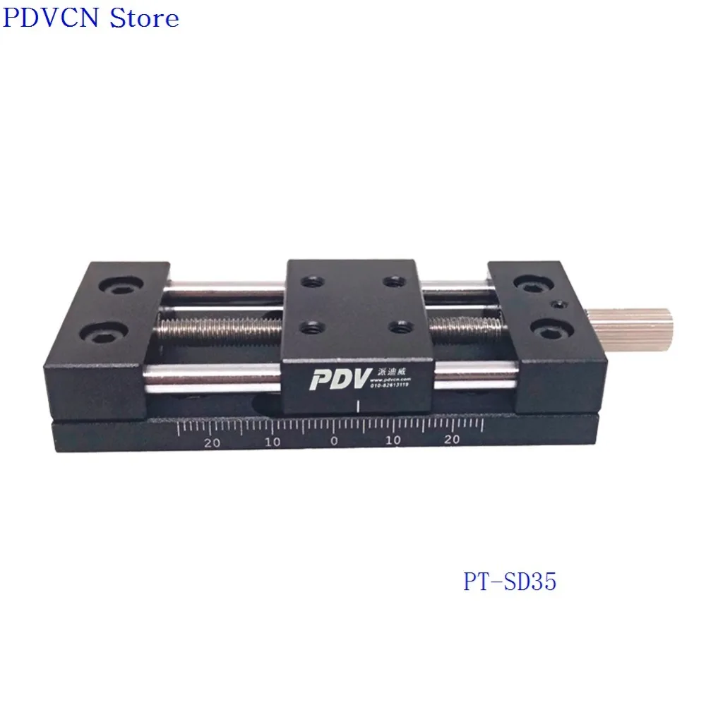 PT-SD35 миниатюрный ручной линейный этап, точная платформа перевода, оптический раздвижной стол, ось z линейный слайд 35 мм путешествия