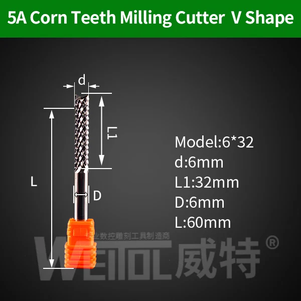 Weitol кукурузные зубы Концевая мельница Вольфрамовая сталь нож для кукурузы цементная доска, лиственные, PCB фреза для резки; cnc биты - Длина режущей кромки: 5AYM632