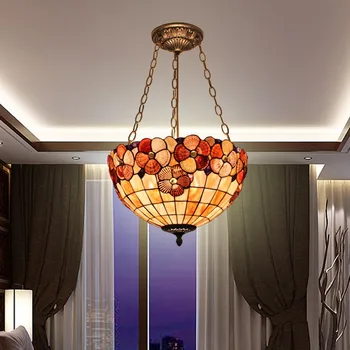 

Tiffany Mediterranean style natural shell pendant lights lustres night light led lamp floor bar home lighting
