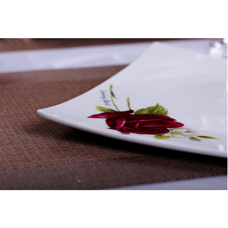 Белая большая фарфоровая квадратная пластина блюдо в европейском стиле костяного фарфора Вестерн буфет фруктовые блюда Тарелка