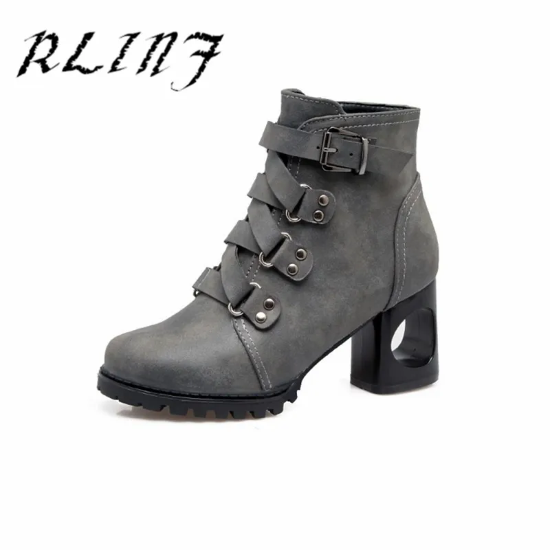 Des Martin gris Étanche rouge Femmes Épais Bottes Courtes De Haute forme Talon Nouvelle Rlinf Noir Plate Avec hCrQBsxtd