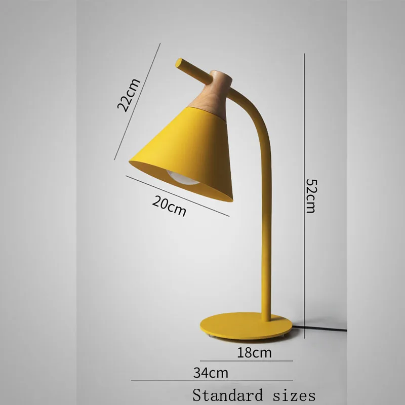 Современная Скандинавская простая Светодиодная настольная лампа E27 из железа и дерева, 5 цветов, новинка, настольная лампа для обучения, спальни, гостиной, книжного магазина, офиса