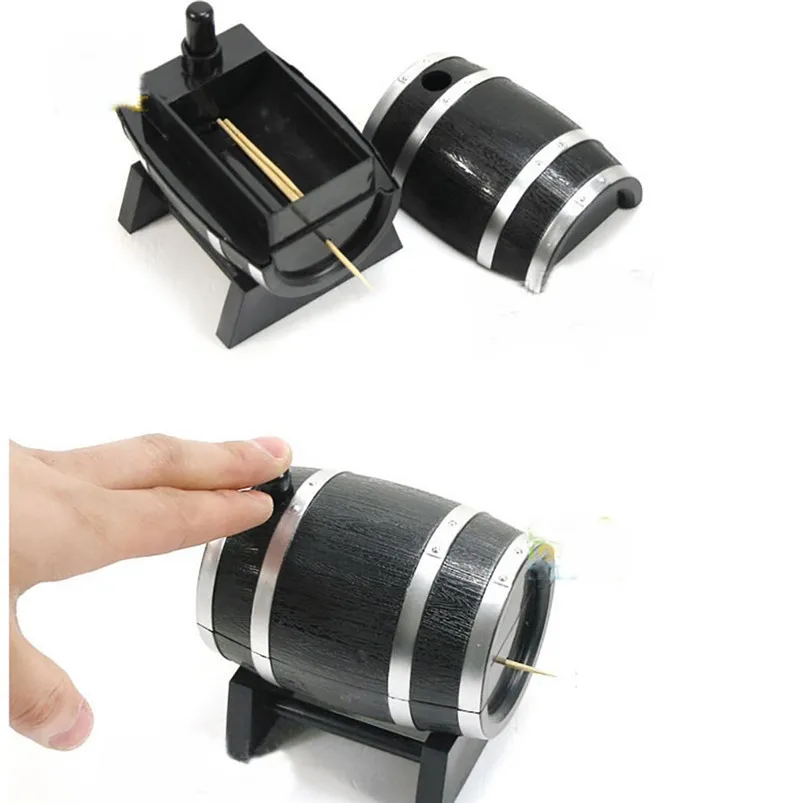 Toothpick Box Container Dispenser Holder Wine Barrel Automatic Plastic Home Decor Organization 40FY275