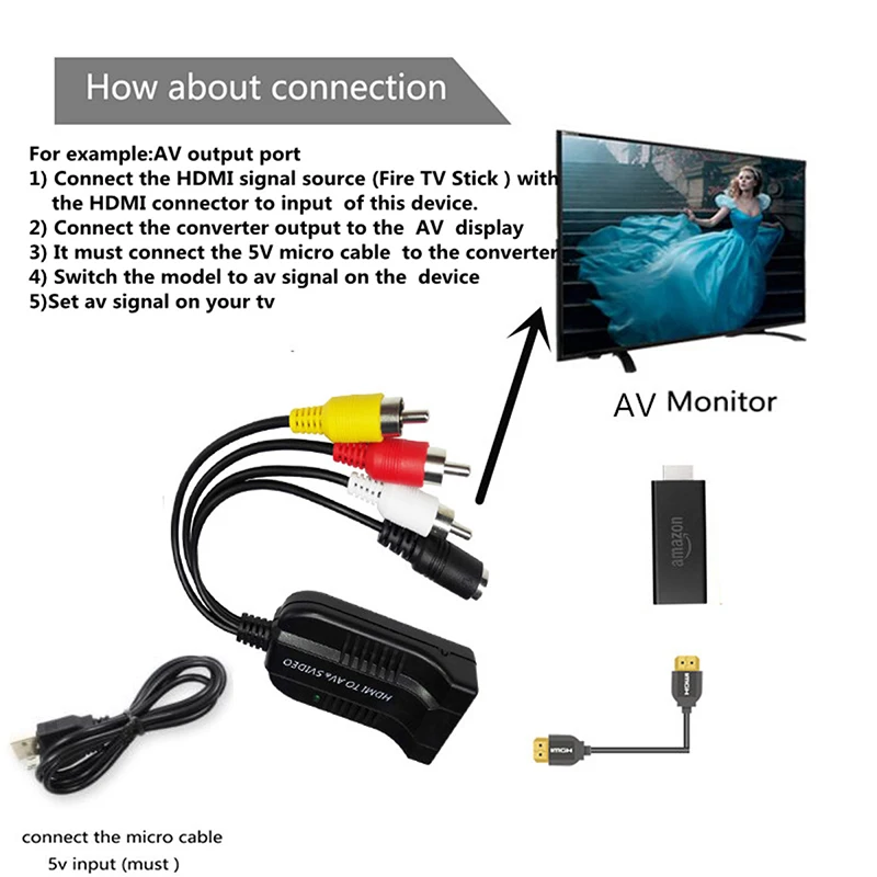 HDMI к s-видео и AV преобразователь аудиовизуальных систем SVIDEO выход одновременно 6 системы NTSC PAL