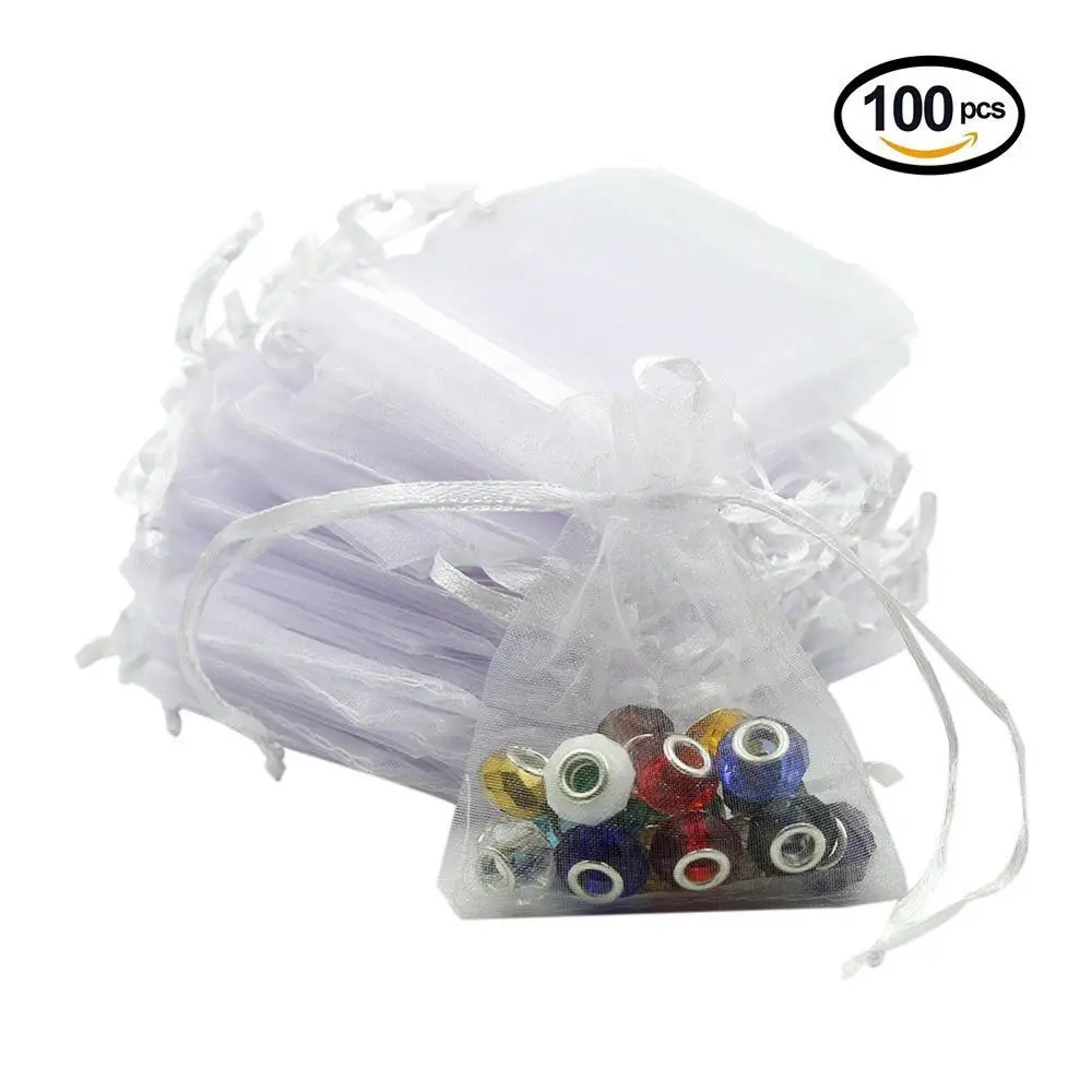 100 шт 7x9 см Премиум органзы Свадебные любимые сумки подарок мини ювелирные изделия сумки Чистая Пряжа мешок 19 цветов можно выбрать - Цвет: 1