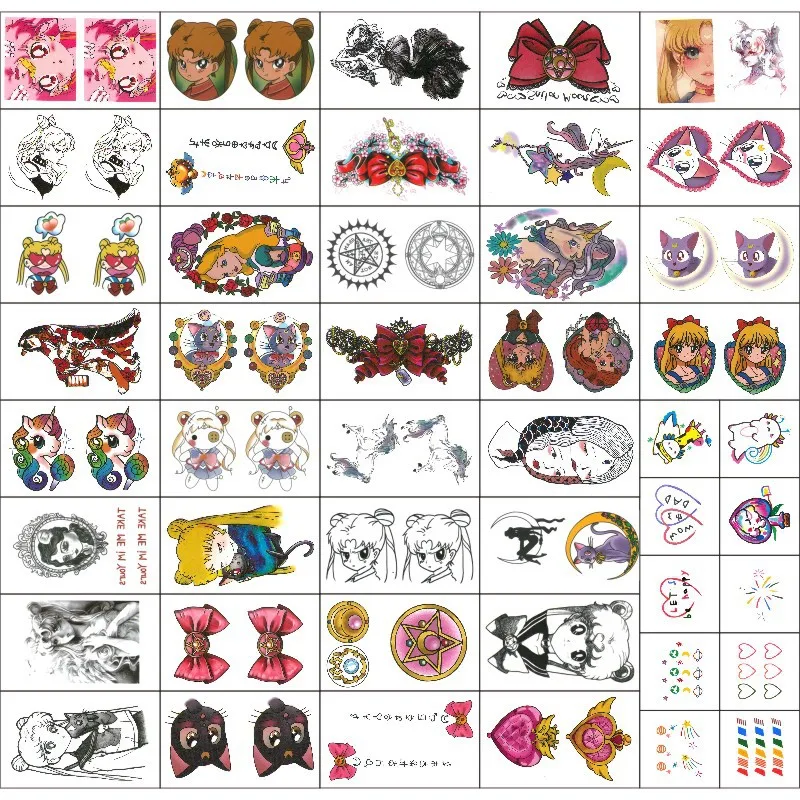 Аниме Сейлор Мун временные татуировки наклейки косплей реквизит DIY наклейки Женские аксессуары для девочек водонепроницаемые тату