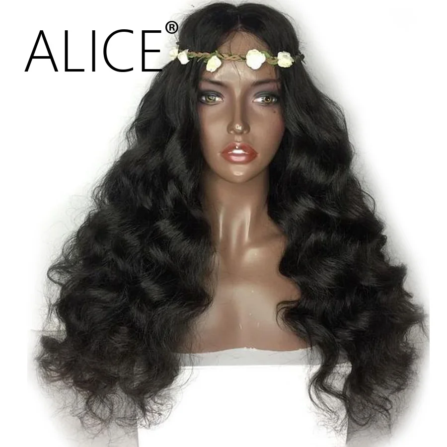 Алиса волнистые человеческие волосы на фронте шнурка с волосами младенца 130% Remy парики шнурка на фронте для черных женщин бесклеевая бразильский кружевной парик