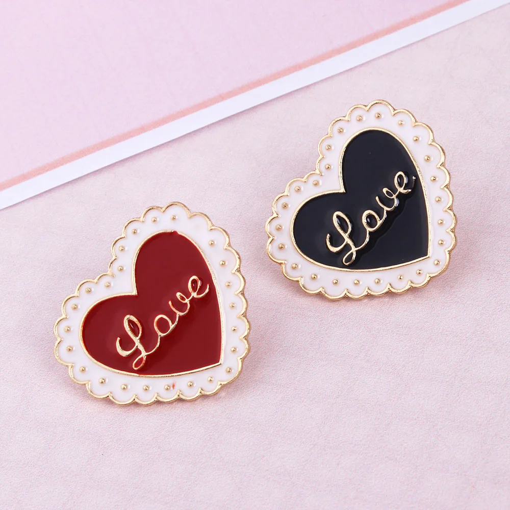 Love Black Red All Match Brooch Letters Enamel Pin Broche Brooches For