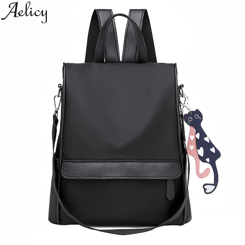 Aelicy, Модный женский рюкзак, Оксфорд, на каждый день, на молнии, для путешествий, для старшеклассников, студентов, сумка для женщин, мужчин, школьные сумки для подростков - Цвет: BK