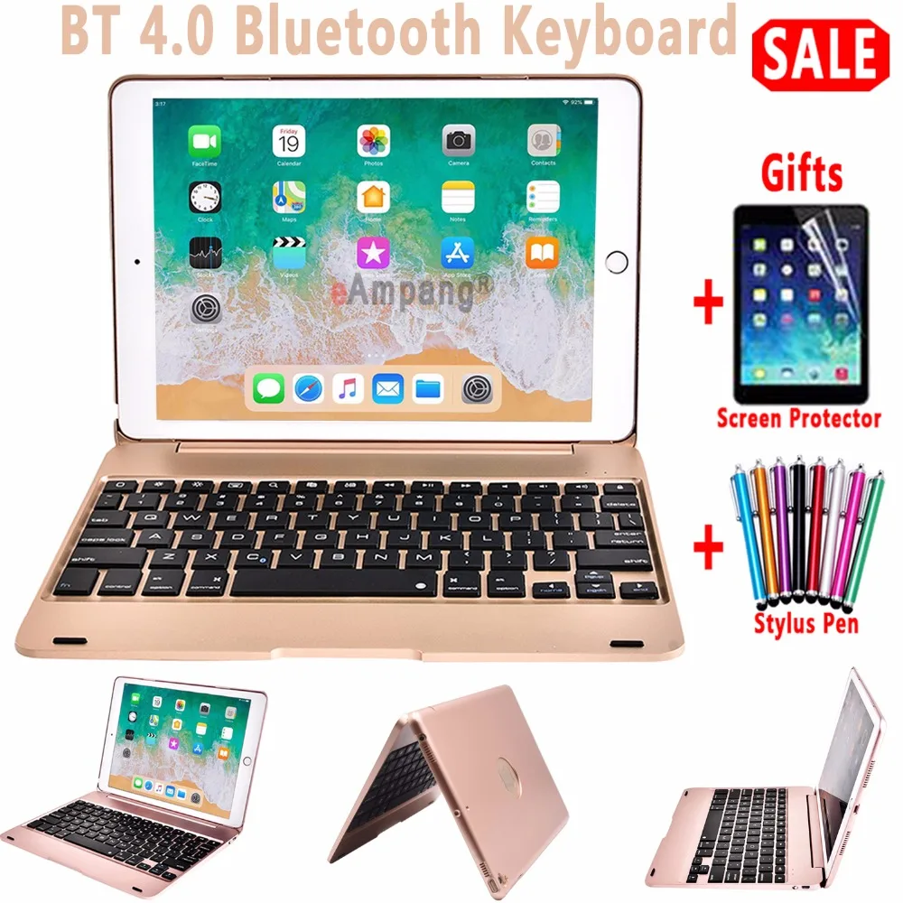 Для iPad 9 7 2017 2018 чехол для клавиатуры Air 1 2 5 6 Pro Bluetooth клавиатура PC Funda + защита экрана