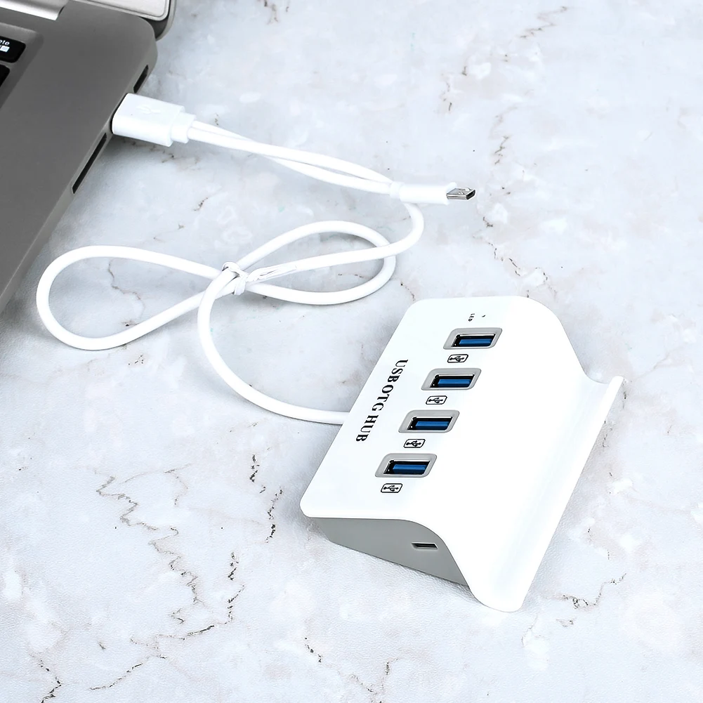 Мини 4 порта USB 2,0 Micro USB/type-C высокоскоростной концентратор разветвитель 480 Мбит/с для ПК ноутбук белый