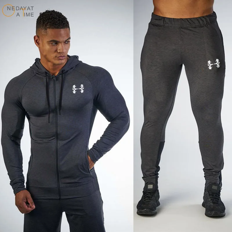 

2018 new men's autumn hoodies sweatshirt set men sweatshirt pants Multi-Pocket street fashion pants jackets sets