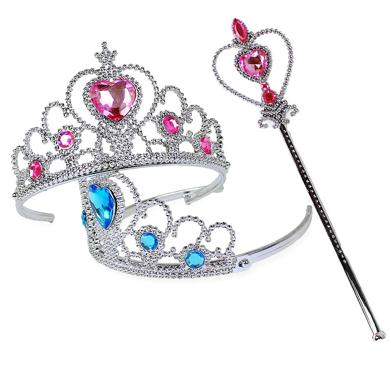 

2019 New 2 piece/Set Girls Headwear Tiara Heart Shaped Crowns Magic Wands Party Accessories Princess Festival Gift Children